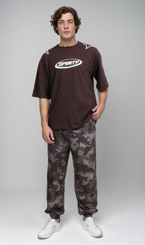 R207685 - Sports Graphic Oversized T-Shirt - Black