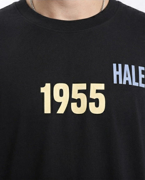 Ravin Vintage-Inspired Oversized Graphic T-Shirt - Haleem "Ahwak" 1955 Print - Black - R207686