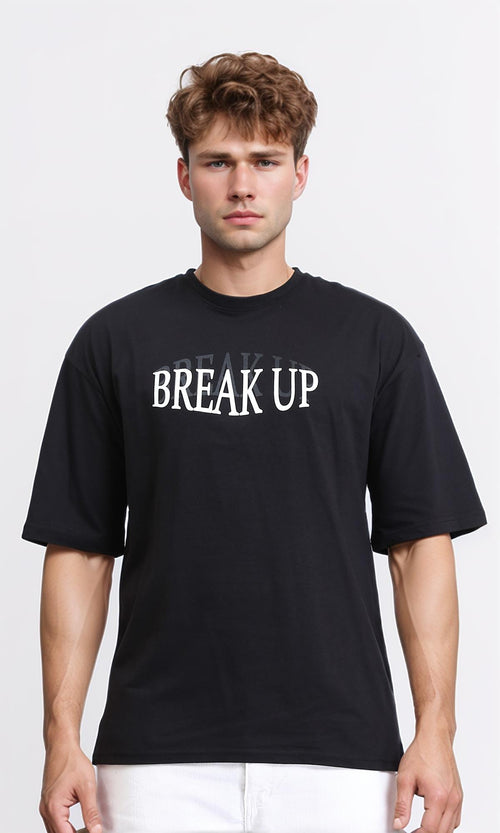 R207688 - "Break Up" Printed Cotton Tee - Black