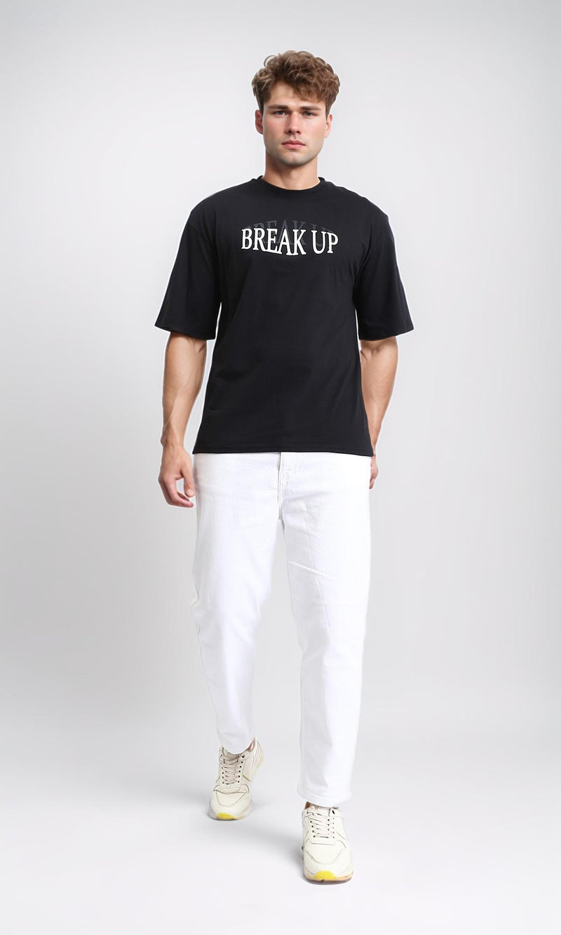 R207688 - "Break Up" Printed Cotton Tee - Black