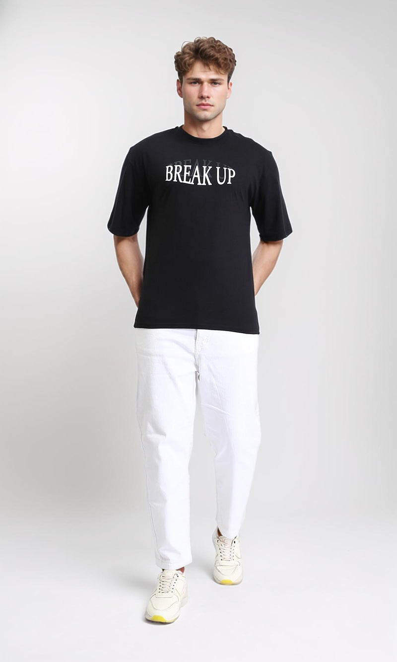 R207688 - "Break Up" Printed Cotton Tee - Black