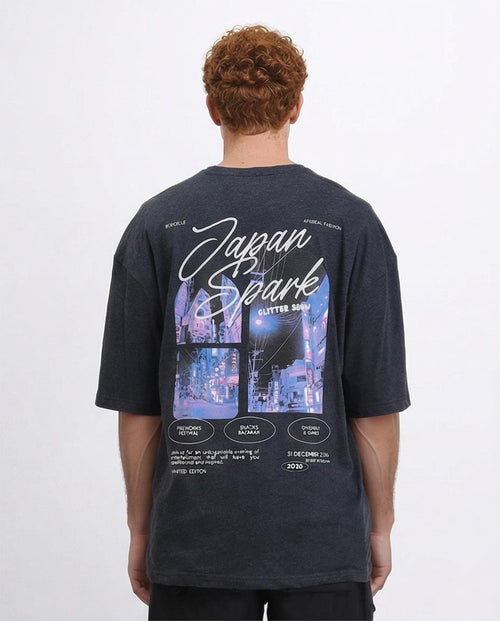 Ravin Japan Spark Oversized Heavyweight Graphic T-Shirt - Charcoal Grey - R207693