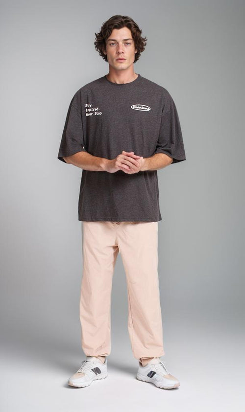 R207695 - Graphic Printed Oversized T-Shirt - Charcoal Grey