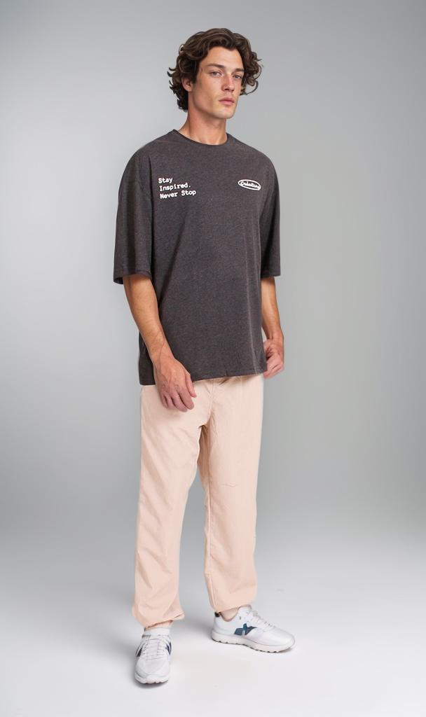 R207695 - Graphic Printed Oversized T-Shirt - Charcoal Grey