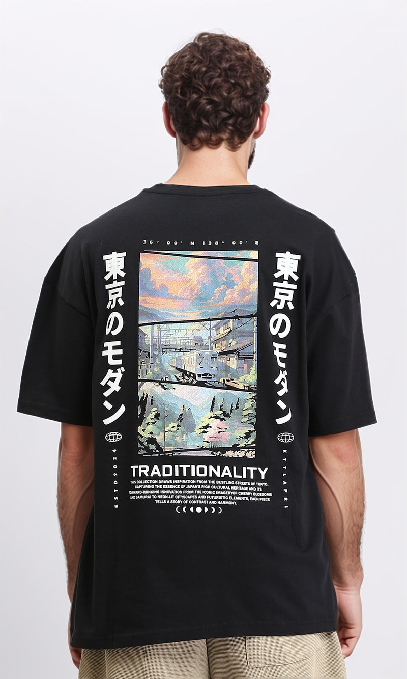 R207700 - Relaxed Fit Slip On Casual Tee - Black