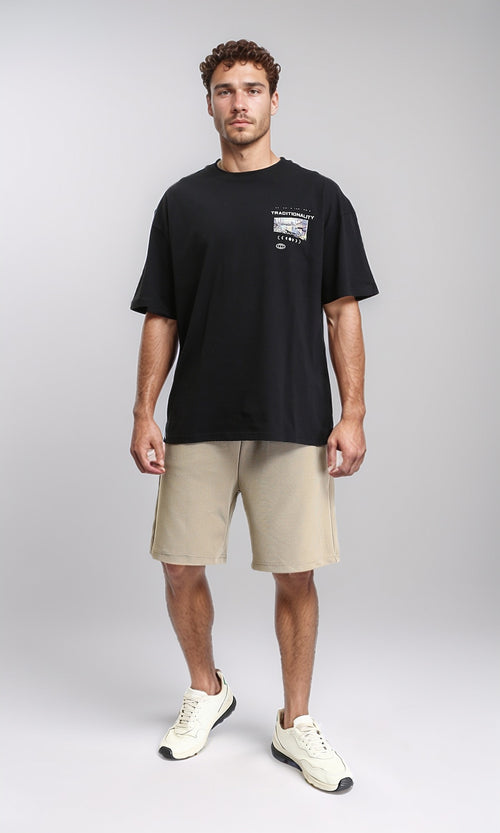 R207700 - Relaxed Fit Slip On Casual Tee - Black