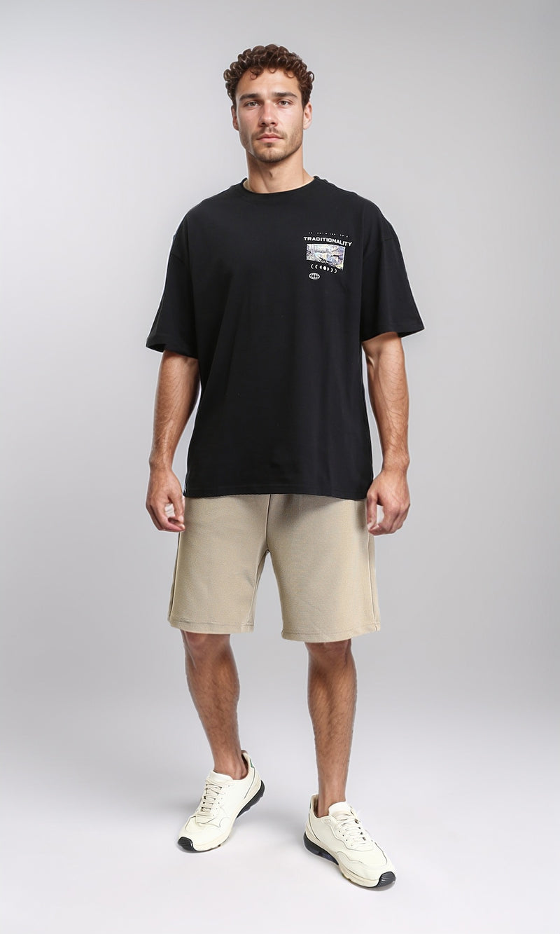 R207700 - Relaxed Fit Slip On Casual Tee - Black