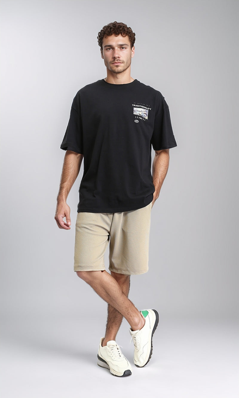 R207700 - Relaxed Fit Slip On Casual Tee - Black