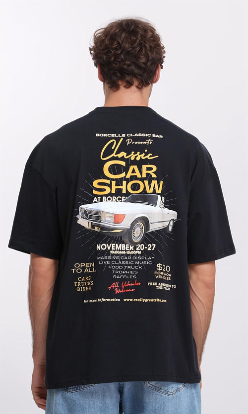 R207704 - Printed "Classic" Elbow Sleeves Tee - Black