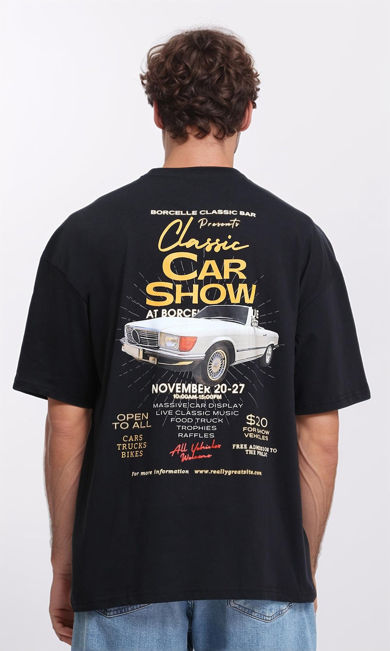 R207704 - Printed "Classic" Elbow Sleeves Tee - Black