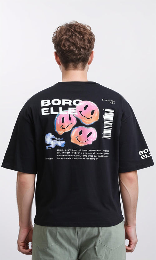 R207708 - Relaxed Fit Slip On Printed Tee - Black