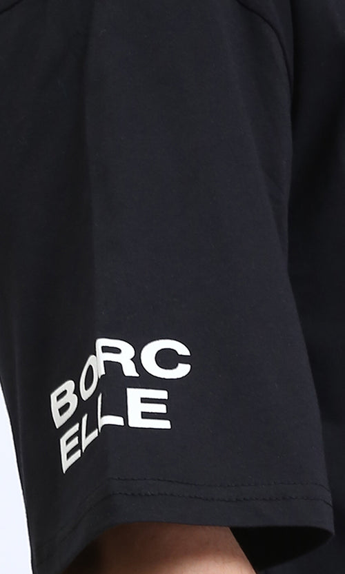 R207708 - Relaxed Fit Slip On Printed Tee - Black