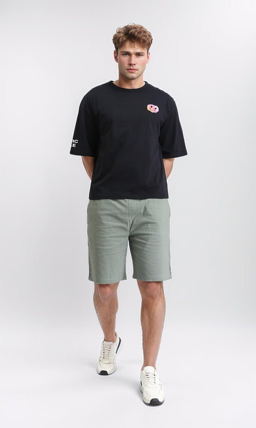 R207708 - Relaxed Fit Slip On Printed Tee - Black