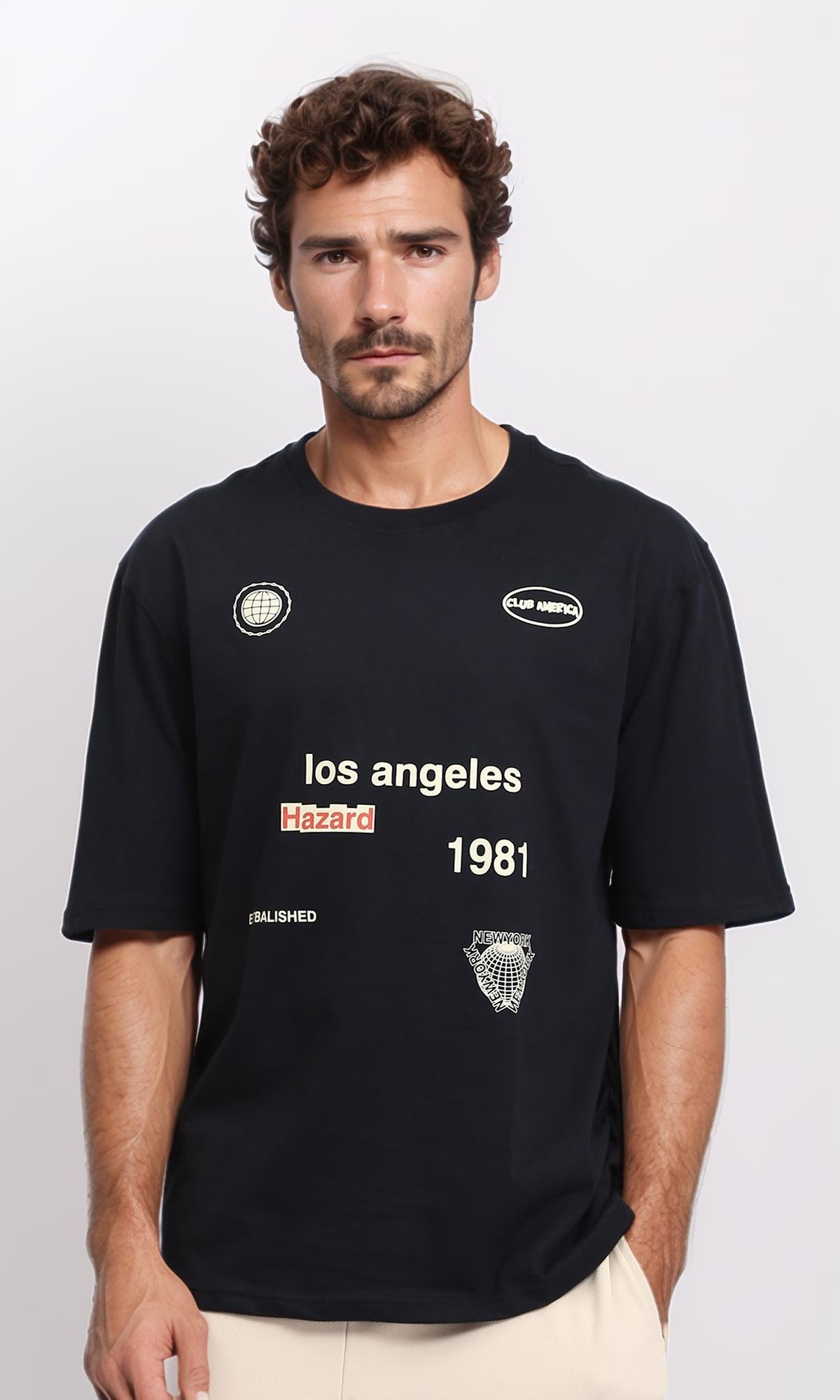Crew Neck Relaxed Fit Slip On Tee - Black
