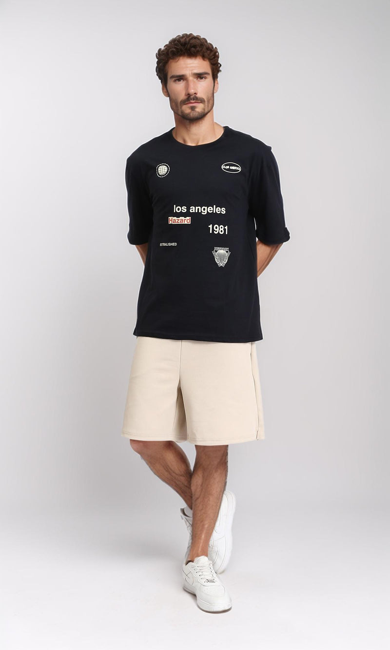 R207710 - Crew Neck Relaxed Fit Slip On Tee - Black