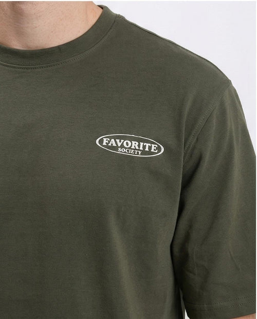 Ravin Heavyweight 100% Cotton "Favorite Society" Graphic Tee - Olive - R207711