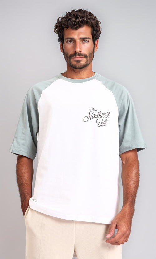 Bi-Tone Slip On Cotton Tee - Mint & White