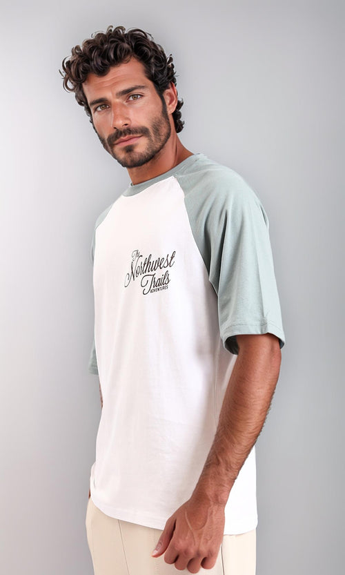 R207713-Bi-Tone Slip On Cotton Tee - Mint & White