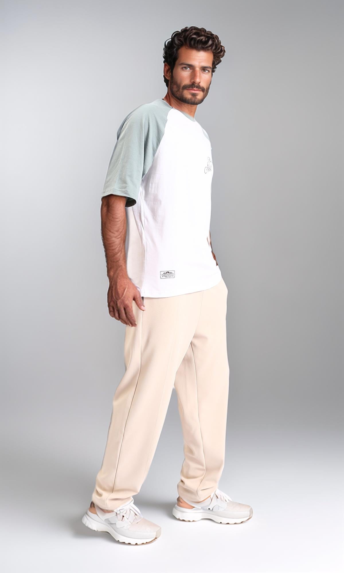R207713-Bi-Tone Slip On Cotton Tee - Mint & White