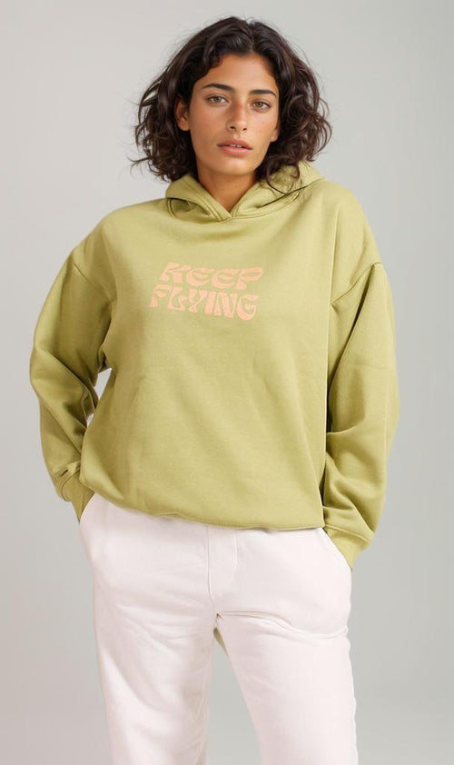 R207767 - Keep Flying Graphic Hoodie - Olive Green
