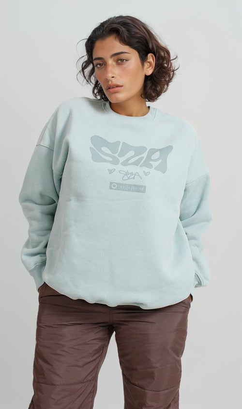 R207768 - Graphic Melton Sweatshirt - Mint Green