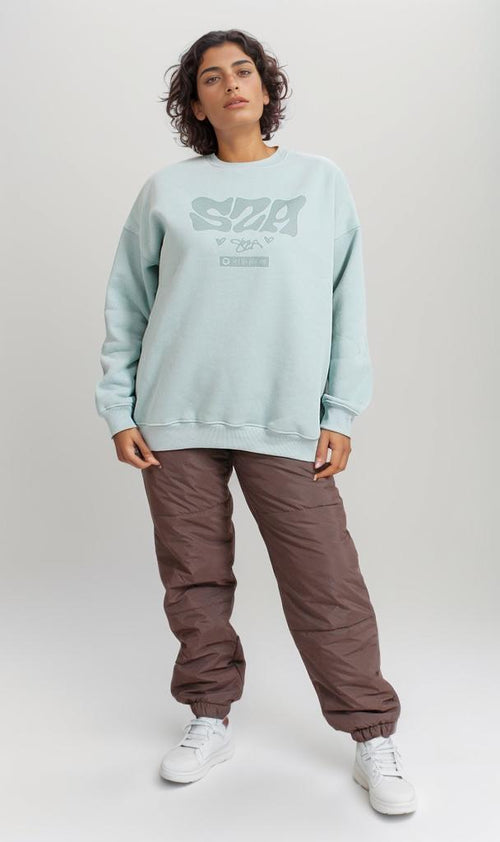 R207768 - Graphic Melton Sweatshirt - Mint Green
