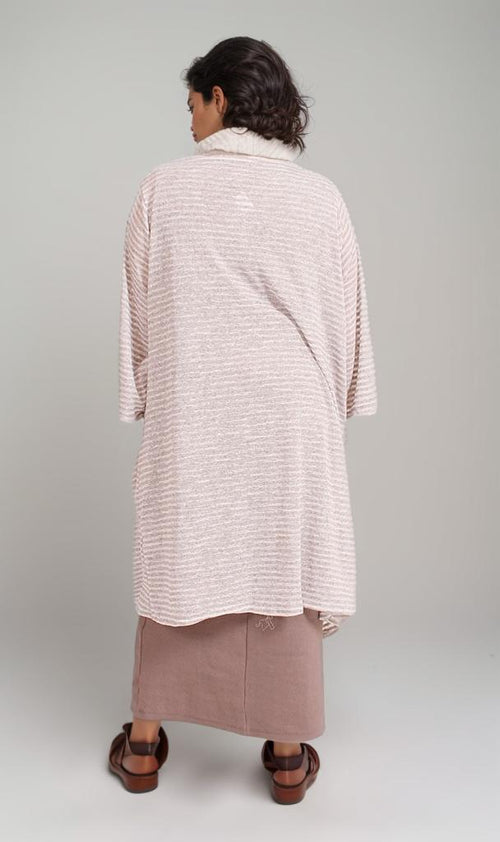 R207772 - Slub Jaquard Open Cardigan - Pink