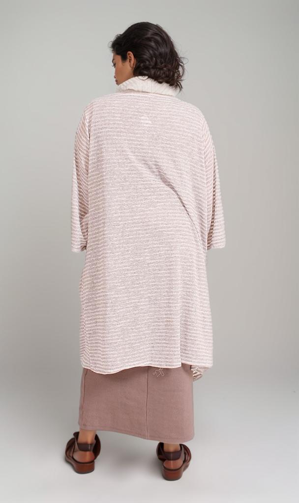 R207772 - Slub Jaquard Open Cardigan - Pink