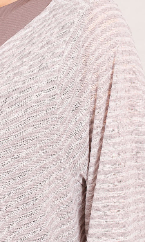 R207772 - Slub Jaquard Open Cardigan - Pink