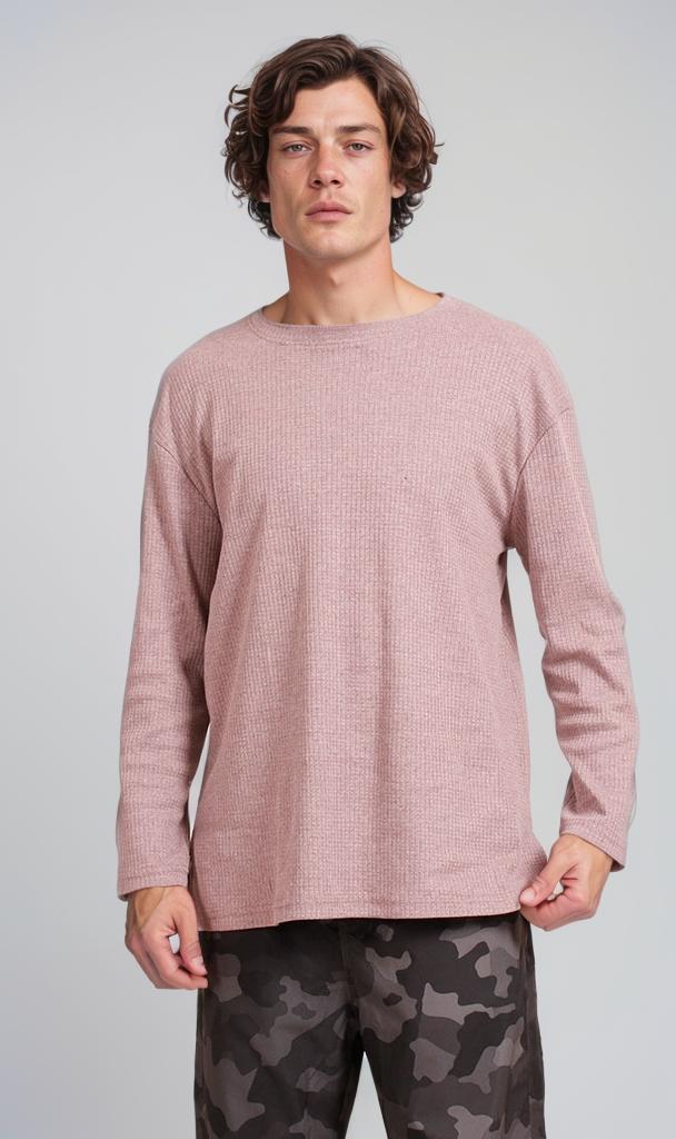 R207777 - Waffle Textured Long-Sleeve Shirt - Mauve