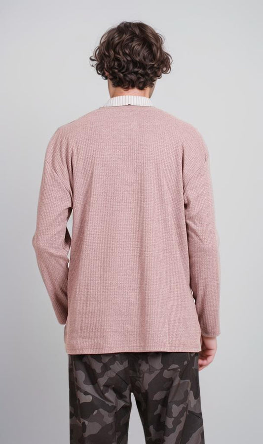 R207777 - Waffle Textured Long-Sleeve Shirt - Mauve