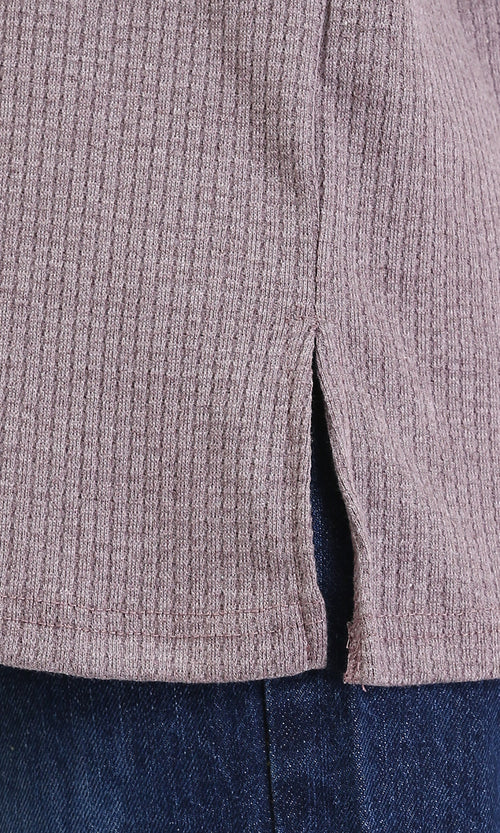 R207777 - Crew Neck Long Sleeves Pullover - Taupe