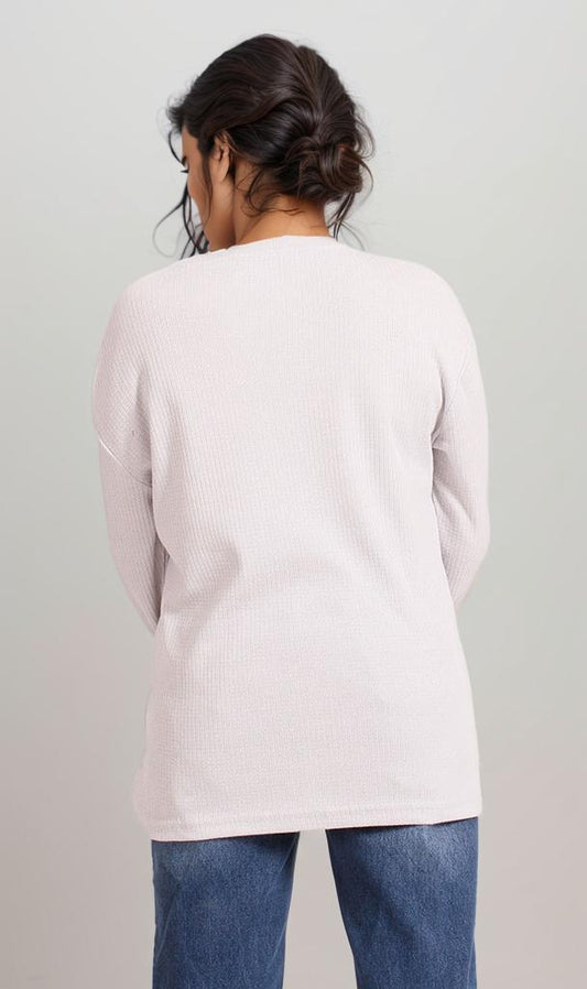 R207778 - Long Sleeve Waffle Tee - Off White