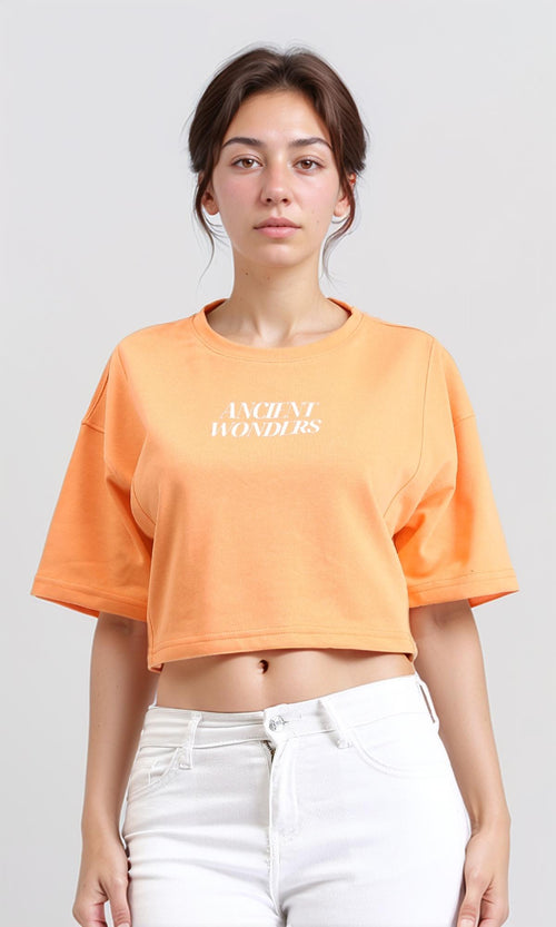 R207780 - "Ancient Wonders" Printed Short Tee - Light Orange