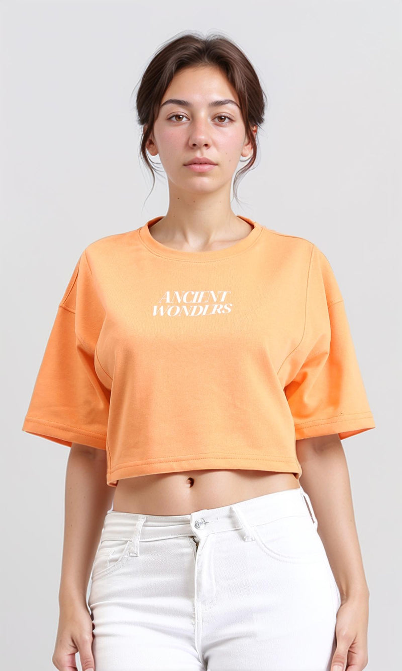 R207780 - "Ancient Wonders" Printed Short Tee - Light Orange