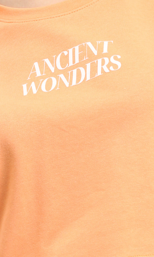 R207780 - "Ancient Wonders" Printed Short Tee - Light Orange