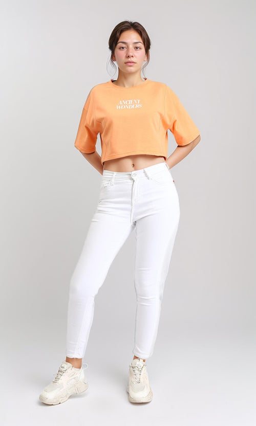 R207780 - "Ancient Wonders" Printed Short Tee - Light Orange