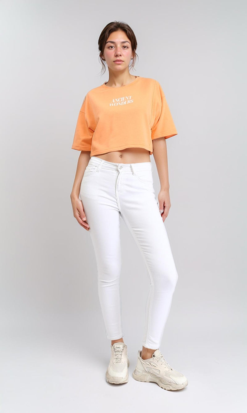 R207780 - "Ancient Wonders" Printed Short Tee - Light Orange