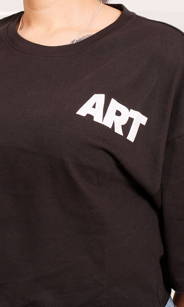 R207781 - Graphic Printed Oversized T-Shirt - Black