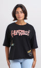 R207786-"Heartless" Printed Relaxed Tee - Black