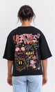 R207786-"Heartless" Printed Relaxed Tee - Black