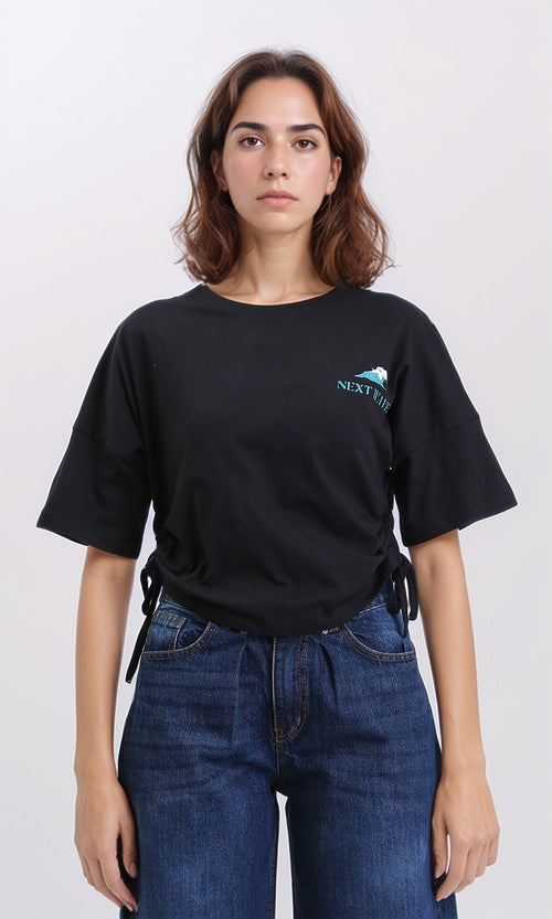 R207787 - Front & Back Print Cotton Tee - Black