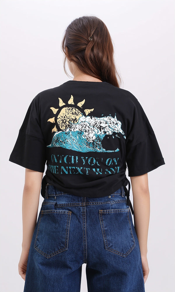 R207787 - Front & Back Print Cotton Tee - Black