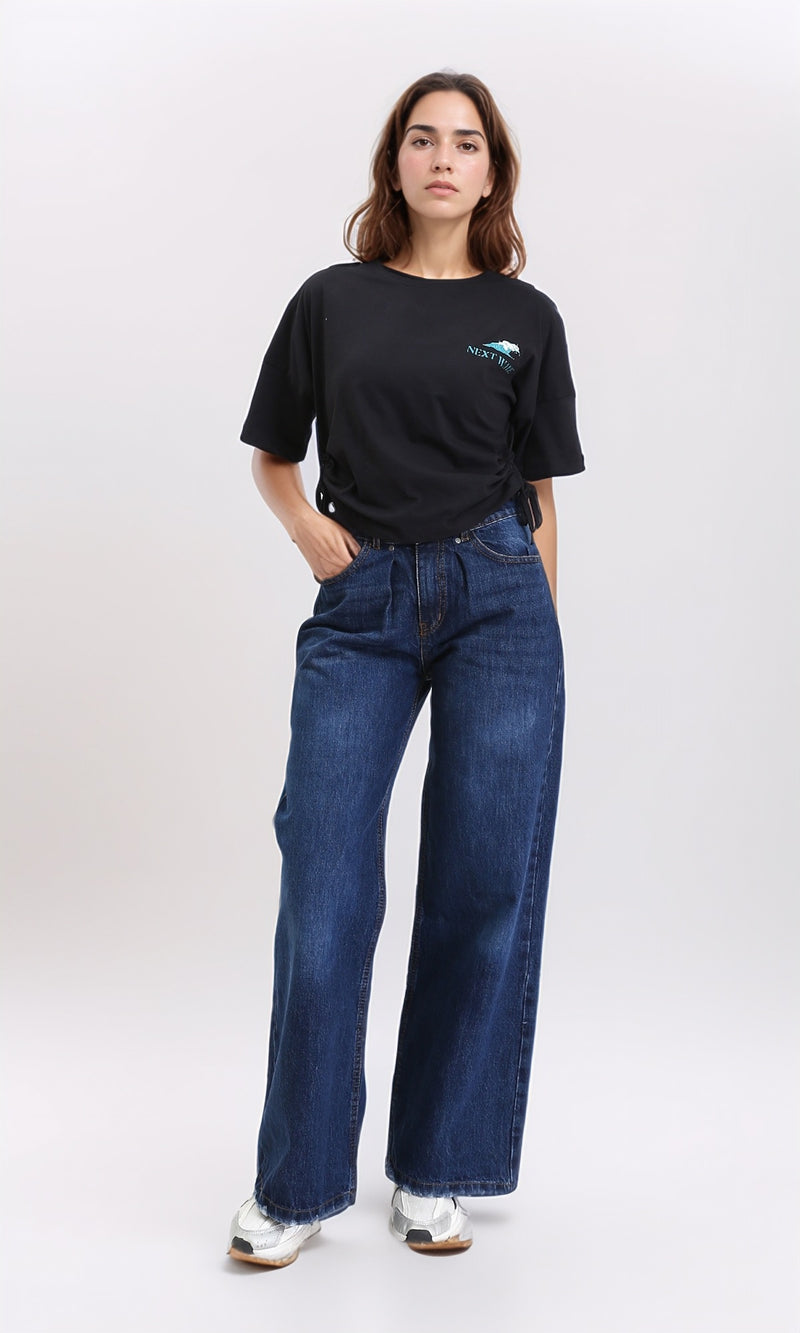 R207787 - Front & Back Print Cotton Tee - Black