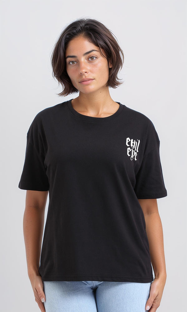 R207788-"Evil Eye" Slip On Cotton Tee - Black
