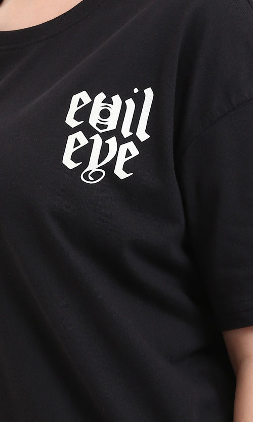 R207788-"Evil Eye" Slip On Cotton Tee - Black