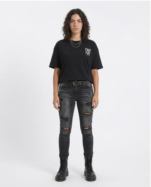 Ravin "Evil Eye" Gothic Graphic Oversized T-Shirt - Black - R207788