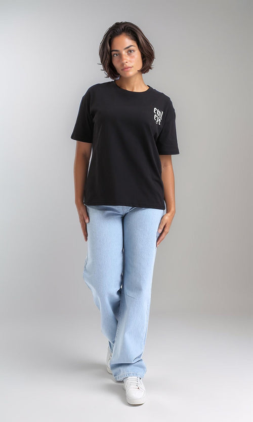 R207788-"Evil Eye" Slip On Cotton Tee - Black