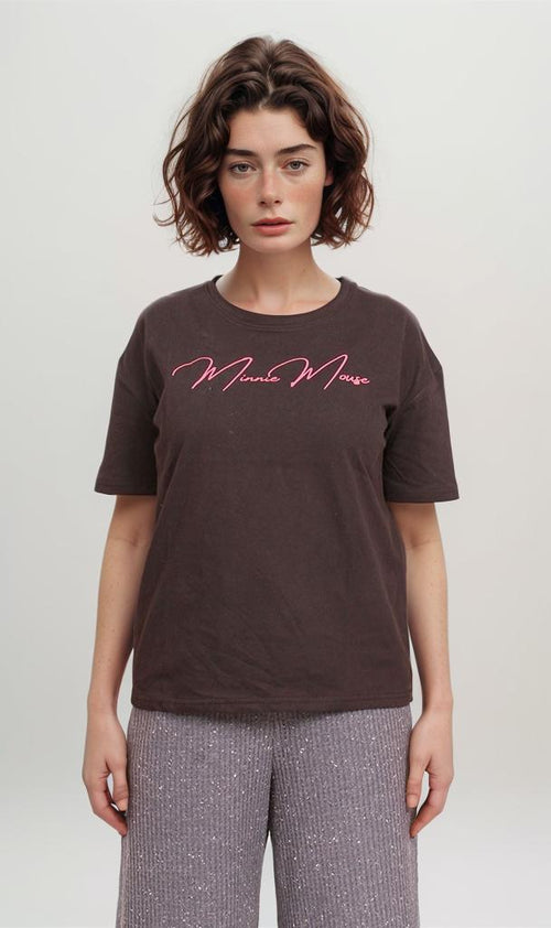 R207789-R207789 - Cartoon Graphic T-Shirt - Brown