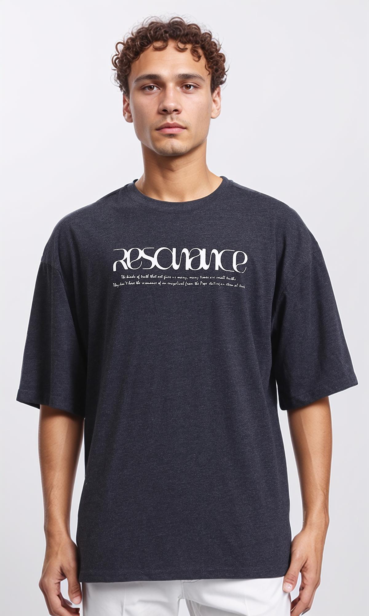 Slip On Round Neck Printed Tee - Heather Charcoal